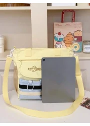 1pc New Student Tutoring Bag Casual Contrast Color Nylon Waterproof Large Capacity Shoulder Bag