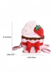 1pc Korean Pu Material Ice Cream Bag Cute Strawberry Full Of Fashion Sense Simple Closure Convenient For Taking And Putting Items Perfect For Shopping Work Or Travel Very Suitable For Taking Out To Pl
