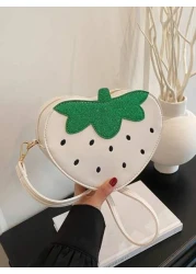 1pc Korean Version Pu Material Strawberry Bag Cute Strawberry Full Of Fashion Sense Simple Closure Convenient For Taking And Putting Items Perfect For Shopping Work Or Travel Very Suitable For Taking