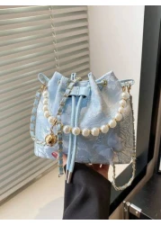 1pc New Cute Girl Niche High End Girl Crossbody Bag Pearl Handle Adjustable Shoulder Strap Suitable For School Traveling Can Easily Accommodate Daily Necessities Versatile Item Fashion Darling Suitabl