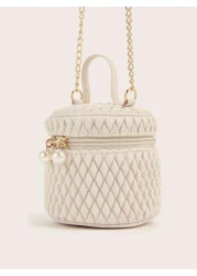 حقيبة ذات نمط منتفخ أنيقة صغيرة 1 قطعة، حقيبة أنيقة للكتف وعبر الجسم، إكسسوار موضة للملابس