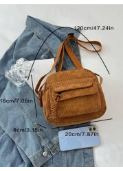 1 حقيبة رفرف قماشية فاخرة مصنوعة من نسيج مخمل للبنت الصغيرة، مع سوستة إغلاق، مناسبة للاستخدام اليومي