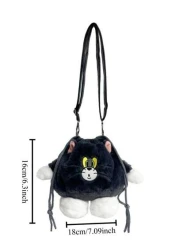 TOM AND JERRY. حقيبة كتف بتصميم كلب وفأر تام وجيري، حقيبة دلو بنمط القط توم فأر، حقيبة عبر الجسم ذات تعليق وسحاب يدوي