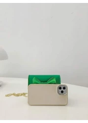 Fashionable Structured PU Shoulder Bag For Girls Cute Bow Decor Mini Square Crossbody Bag Flap Cover Coin Pouch