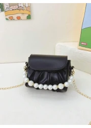 قطعة واحدة حقيبة كتف منسدلة بسلسلة اللؤلؤ الأنيقة المصنوعة من ال- PU المُبرمة بإتقان وبتصميم متناسق عالي الجود