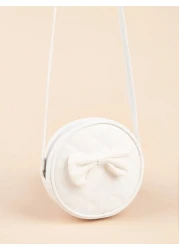 1pc Girls PU Quilt Plaid Bow Soft Sweet Round Mini Crossbody Bag Suitable For Daily Use