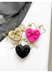 قطعة واحدة حقيبة رسول ذات سلسلة متموجة على شكل قلب صغيرة وجذابة ، إغلاق بسحاب من البولي يوريثان، تصميم نمطي كو