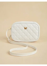 1pc Girls Metal Bowknot Diamond Grid Stitching Simple Versatile Lightweight Shoulder Crossbody Bag