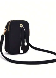 1pc Fashionable And Simple Cross Body Walking Mini Bag Vertical Coin Purse With Mobile Phone Pocket Casual Travel Back To School Gift