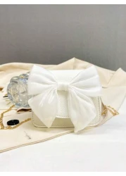 1pc Is Made Of Pu Material A High Grade Small Bag For Girls A Popular Niche Lipstick Bag A Retro Crossbody Bag A Mini Chain Small Square Bag With Lychee Pattern And Bow Which Is Sweet And Fashionable