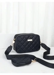 1pc Girls Fashionable Crossbody Bag With Embroidered Floral Pattern Comes With Coin Purse Wallet Key Pouch Ideal For Daily Use Parties And Gifting