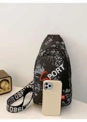 حقيبة كتف صغيرة أنيقة للأطفال باللونين الأسود والأحمر، حقيبة صدر للأطفال لقضاء عطلة الصيف والسفر، مناسبة للس