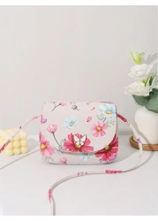 حقيبة كروسبودي ذات طبعة فراشة صغيرة مزينة بقطع معدنية ذات صدفة