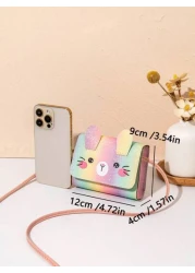 1Pc New Sweet Mini Crossbody Bag Children s Cute Cartoon Kitten Casual Crossbody Bag Small Coin Purse For Girls Messenger Bag Handbag Wallet For Travel Daily Use