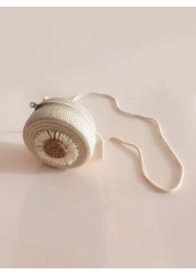 1pc Girls Sunflower Paper Straw Sling Bag Children Coin Purse