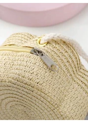 New Handmade Woven Grass Bag Cute Plum Blossom Woven Bag For Small Beach Bag Crossbody Summer Coin Purse Storage Ideal For Vacation