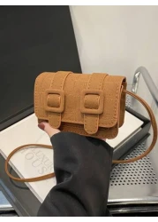 1pc Girl Frosted Indentation Mini Square Bag Fashion Cross Body Red Envelope Casual Lightweight Play Comfortable Fabric Suitable For Daily Outing Play School Commuting Use For Friends The Perfect Gift