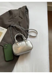 1pc Girls Plain Cute Girl Print PU Handbag Zipper Closure Simple Versatile Girl Crossbody Bag Suitable For Daily Or Festival Use