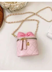 حقيبة كتف شيك متعددة الاستخدامات ذات سلسلة صغيرة بتصميم الفيونكة للبنات