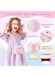 Toddler Purse Little Girl Purses For S 1 2 3 4 5 6 7 8 Year Old Birthday Gifts Cute Bow Purses Crossbody Shoulder Bag Personalized Initial Glitter Letter Coin Purse Christmas Gifts