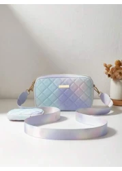 1pc Girl s Mini Wavy Pattern Embossed Letter Bag Mobile Phone Bag Coin Purse