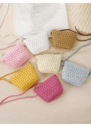 حقيبة كروسبودي قش خفيفة الوزن وجميلة قطعة واحدة للأطفال، مناسبة للأنشطة الخارجية والسفر إلى الشاطئ