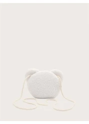 1pc Plush White Bear Shoulder Bag With Zipper Closure Suitable For Boys Girls Casual Daily Outfit