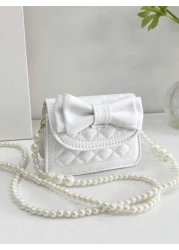 قطعة واحدة حقيبة كتف على شكل معين مطرزة بخيط وسلسلة من الخرز مناسبة لإطلالة فتاة عصرية، مناسبة للاستخدام اليو