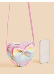 1pc Kids Girls Fashion Heart Bowknot Crossbody Bag Girls Mini Coin Purse