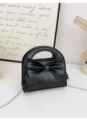 1 حقيبة كتف ذات عقدة الفراشة مصنوعة من مواد جلدية اصطناعية بقفل مغناطيسي، مناسبة للفتيات للتسوق والحفلات والا