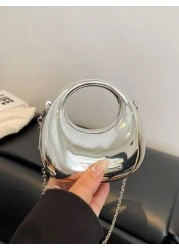 1pc Simple Handbag Acrylic Crescent Bag New Bright Chain Bag One Shoulder Handbag Fashionable Multifunctional One Shoulder Crossbody Evening Bag Suitable For Teenagers To Travel Daily Matching Suitabl