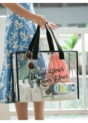 Transparent PVC Beach Tote Bag Large Capacity Jelly Bag Minimalist Travel Storage Bag Swimsuit Gym Handbag Toiletry Organizer