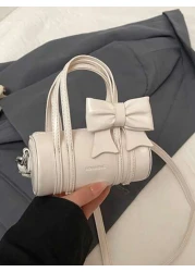 Fashion Bow Mini Handbag Solid Color Cute Small Crossbody Bag Lipstick Pouch