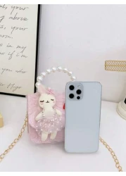 1 حقيبة صغيرة للأطفال الصغار حقيبة لؤلؤ يمكن قلب الحقيبة، حقيبة أميرة ذات سلسلة، حقيبة كتف مربعة صغيرة، حقيبة