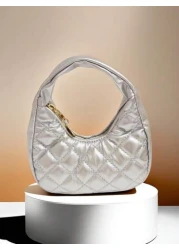 حقيبة يد مطرزة بشكل هلال للأطفال، محفظة صغيرة للبنات بنمط مربعات متفرقة، علبة أحمر الشفاه، حقيبة طرية عصرية،