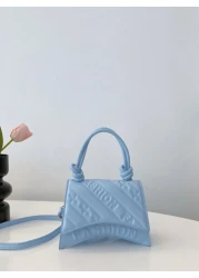 1pc Girls New Pu Striped Indentation Letter Candy Color Handbag Solid Color Western Style Shoulder Crossbody Handbag Small Square Bag Personality Creative Versatile Fashion Elegant Niche Crossbody Bag