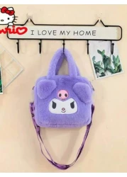 Sanrio حقيبة يد قطعة واحدة من Sanrio للشخصية الكرتونية الجميلة، حقيبة تسوق قابلة للتعديل ذات مقبض ثلاثي الأبعاد لفت