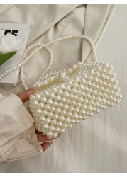 1pc Beaded Handbag Fashion Pearl Small Shoulder Bag Spring Summer