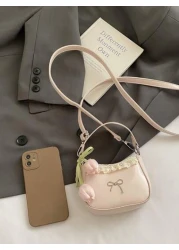 Cute Bow Handbag Lace PU Leather Shoulder Bag Mini Crossbody Coin Purse Elegant Lady Design Small Backpack