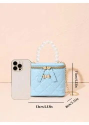 حقيبة يد مزيفة اللؤلؤ ، حقيبة كتف مطرزة متكتّلة ، حقيبة جسم عبر ، ديكور عتاد فراشة ، محفظة نقود ، مناسبة للاستخ