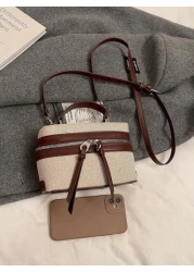 1 قطعة حقيبة يد صغيرة السعة من خامة البولي يوريثان للبنات مع حزام كتف قابل للإزالة والتعديل، تصميم إغلاق بسوست