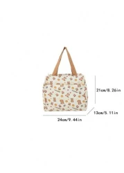 1pc Cute Capybara Printed Nylon Bag Ins Large Capacity Handbag Niche Versatile Shopping Bag Lunch Bag Lunch Box Bag Hand Held Lunch Bag Handbag Smooth Zipper Suitable For Going Out Shopping Daily Use