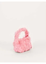 قطعة واحدة حقيبة يد صغيرة مزينة بزهرة الوردة لأطفال موضة، تصميم مطوي لبتلات الزهور متعدد الاستخدامات