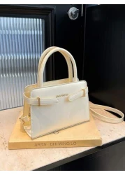 1 حقيبة يد، سحاب من البولي يوريثان بلون أحادي بسيط عصري للفتيات، سعة كافية ومتنوعة، يمكن وضع الهاتف المحمول وا