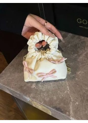 New Fashion Cloud Bag Mini Princess Bow Handbag Totes Crossbody Accessory Pouch Bow Decor Evening Bag