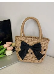 The New Mini Woven Bow Handbag With A Minimum Of 1 Piece Is Stylish And Avant Garde With Ample Capacity And Comfortable Touch It Has Strong Practicality And Is Suitable For Both Boy And Girl To Use Fo