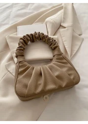 1pc Handbag Pu Magnetic New Style Pure Color Simple Ruffles Sweet Style Niche Design Fashion A Variety Of Colors Available Sufficient Capacity And Comfortable Touch Can Hold Mobile Phones Cosmetics An