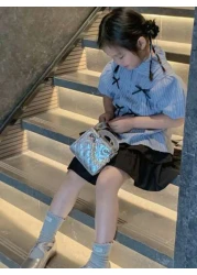 New Embroidered Pearl Chain Handbag Shoulder Bag Phone Mini Square Purse