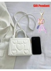 1pc Vintage Heart Quilted Handbag Casual Shoulder Crossbody Bag For Daily Use 1pc Purple Gift Pendant