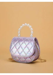 حقيبة طفل أميرة من جلد البولي يوريثان، حقيبة عبر الجسم صغيرة بتصميم أنيق، هدية مثالية للعطلات